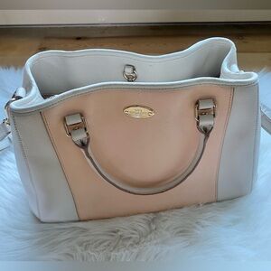 Coach Light Pink/white Leather Margot Carryall Satchel
